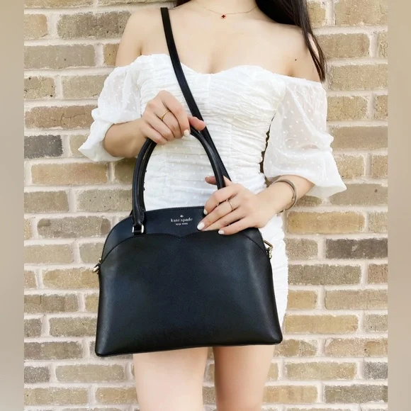 NWT Kate Spade Payton Medium Dome Satchel Bag Black with Crossbody & Dust Bag - Picture 5 of 16
